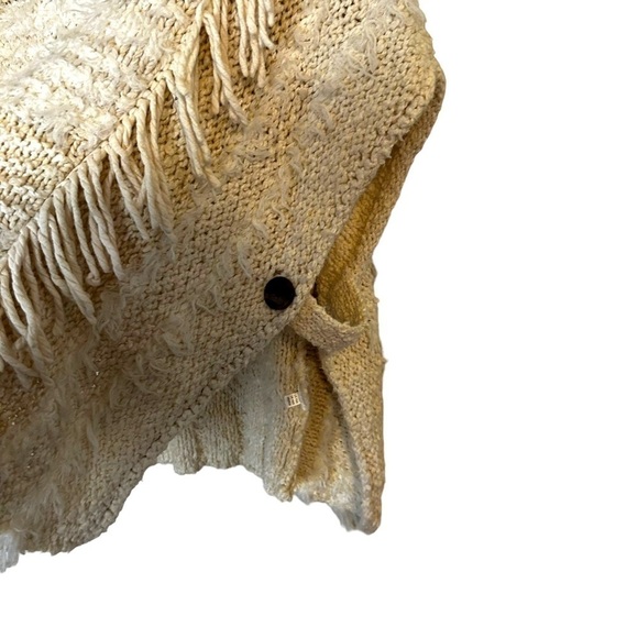 Anthropologie Ivory Marilyn Turtleneck Fringe Knit Poncho Sweater - Picture 5 of 9